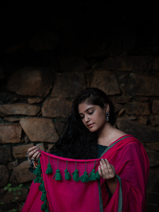 “Gulaabo” Hot Pink Mul Cotton Saree