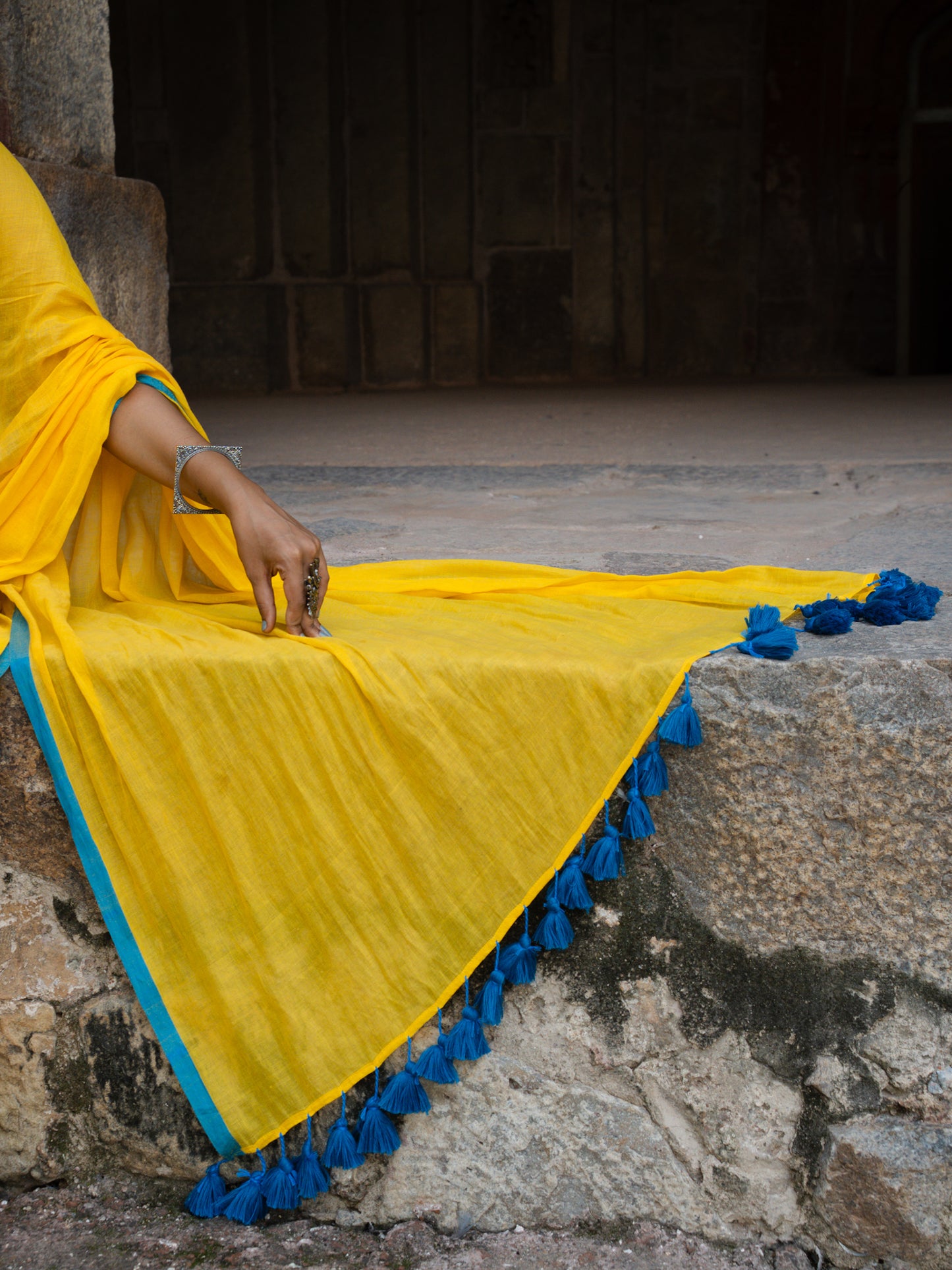 “Kiran” Yellow Mul Cotton Saree