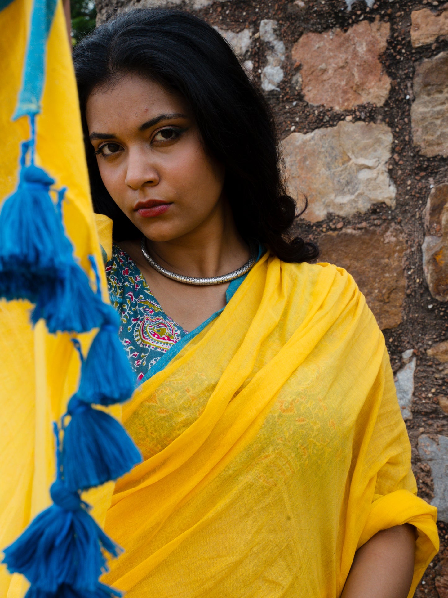 “Kiran” Yellow Mul Cotton Saree