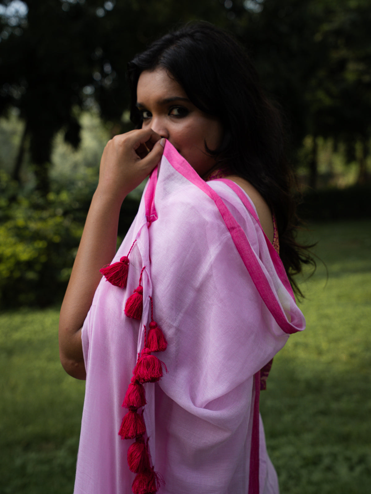“Pankhuri” Baby Pink Mul Cotton Saree