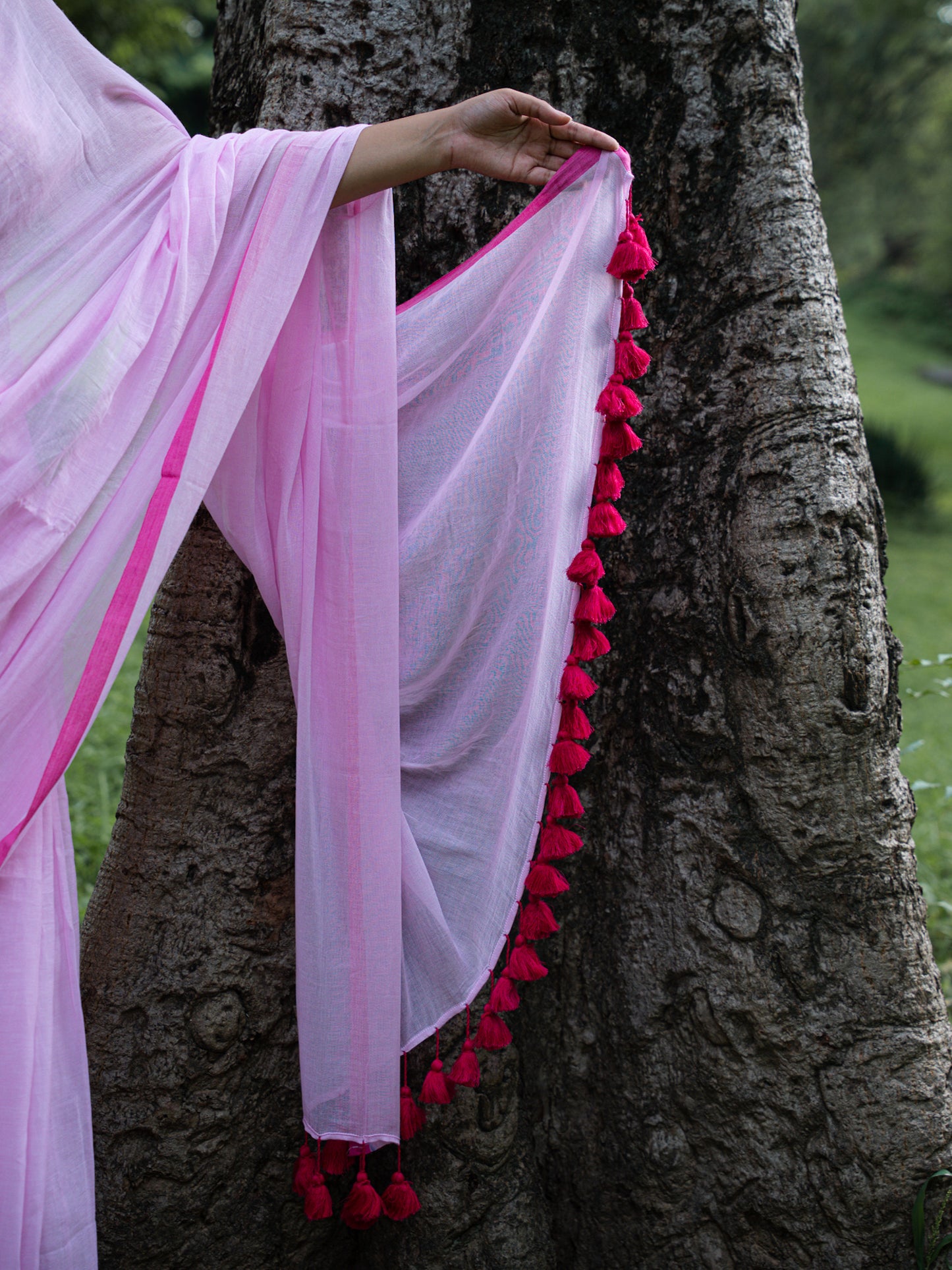 “Pankhuri” Baby Pink Mul Cotton Saree