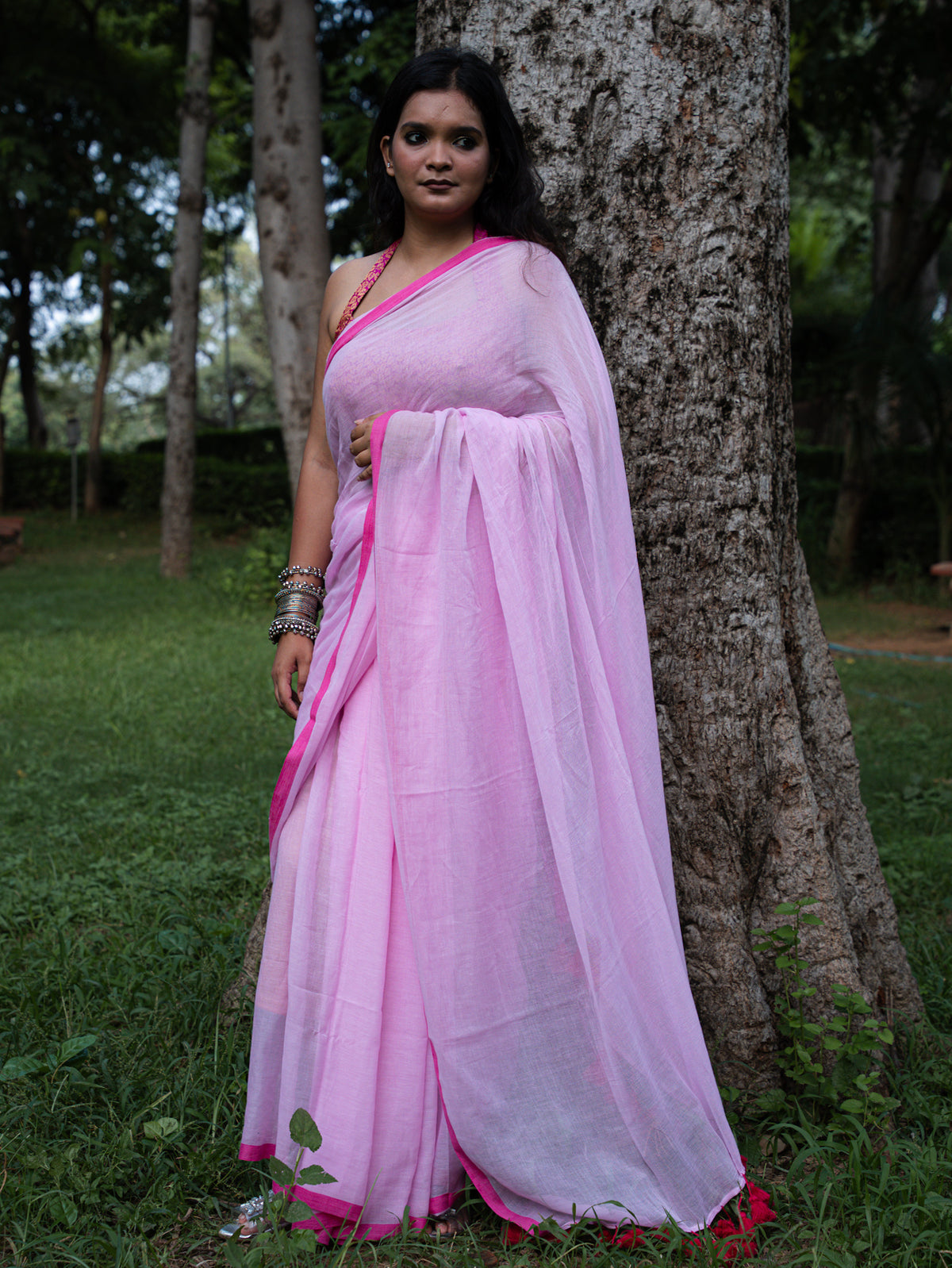 “Pankhuri” Baby Pink Mul Cotton Saree