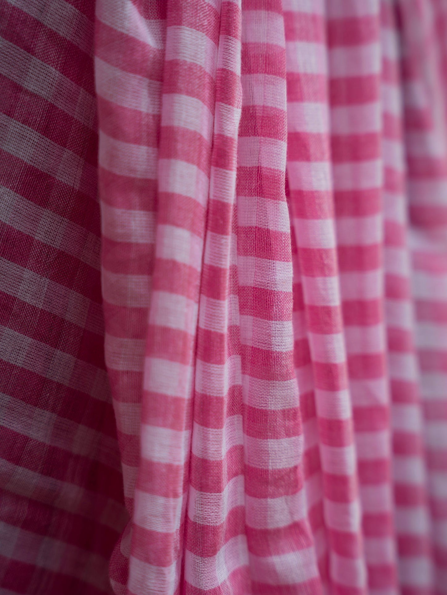 “Pihu” Pink & White Checks Mul Cotton Saree