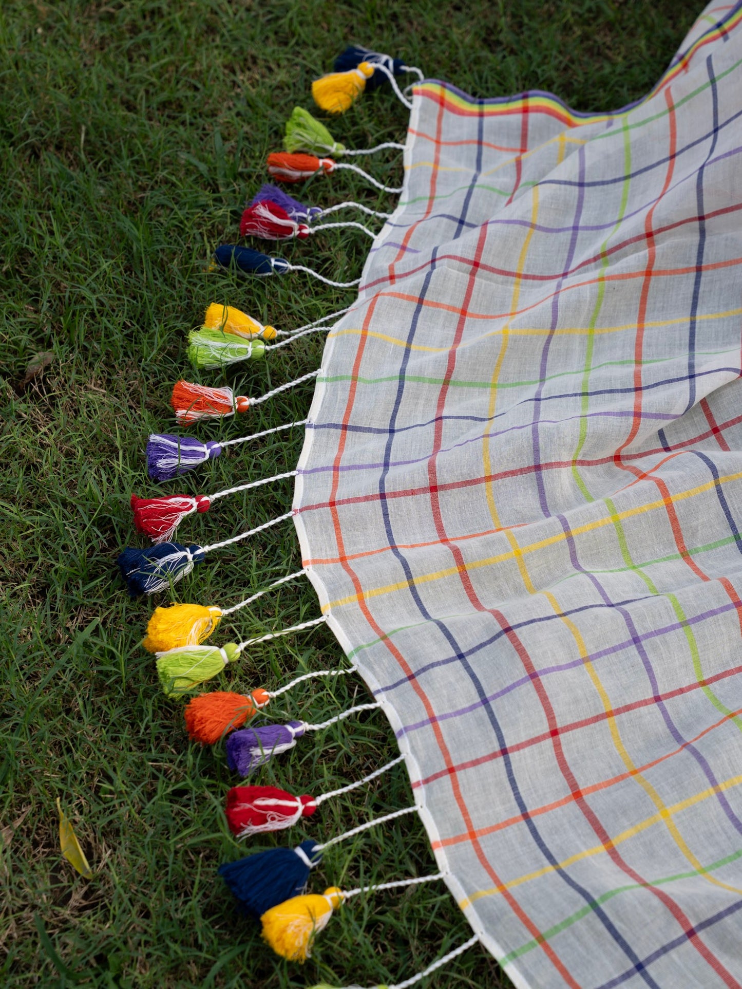“Titli” Multicolour Checks Mul Cotton Saree