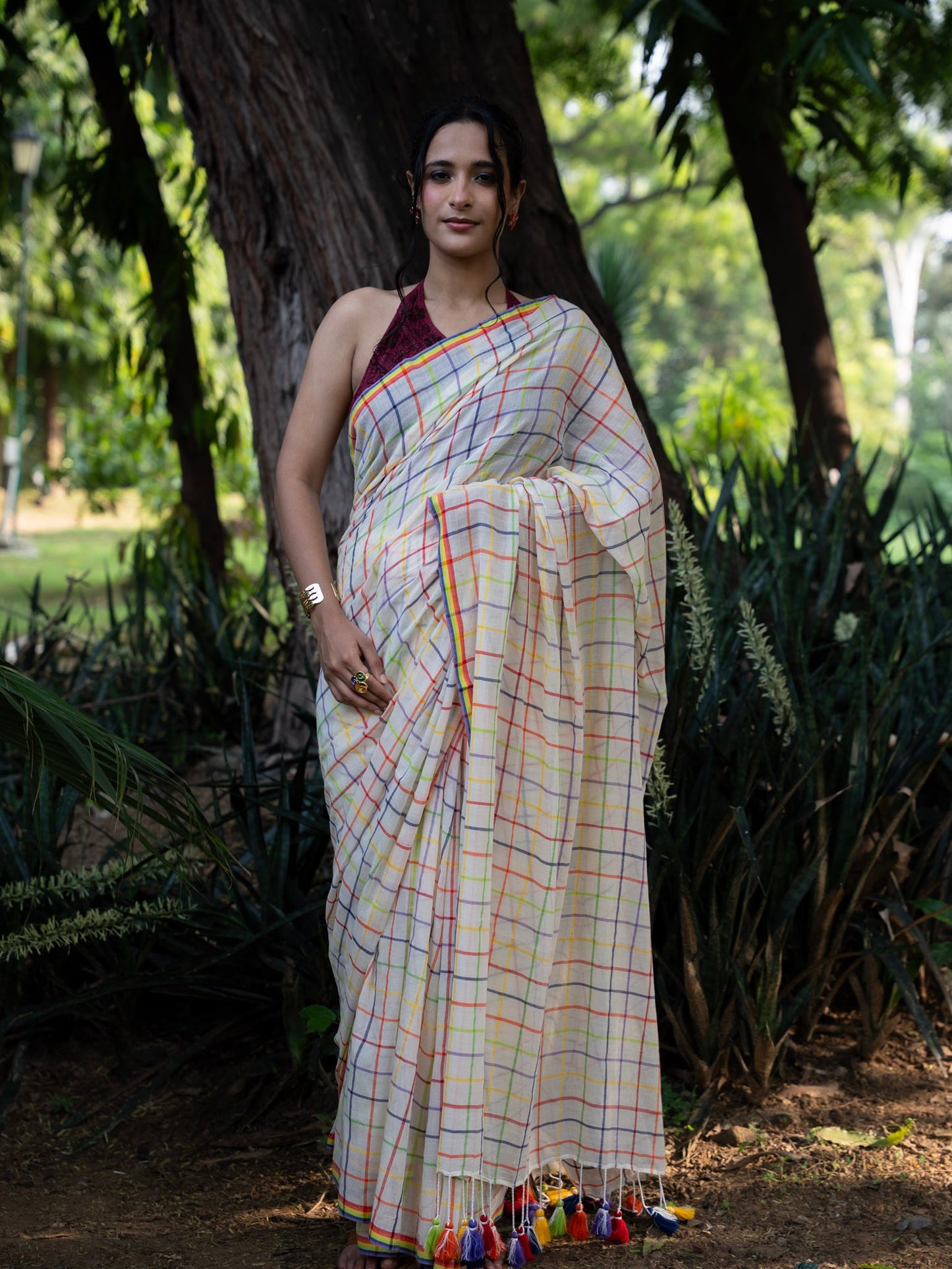 “Titli” Multicolour Checks Mul Cotton Saree