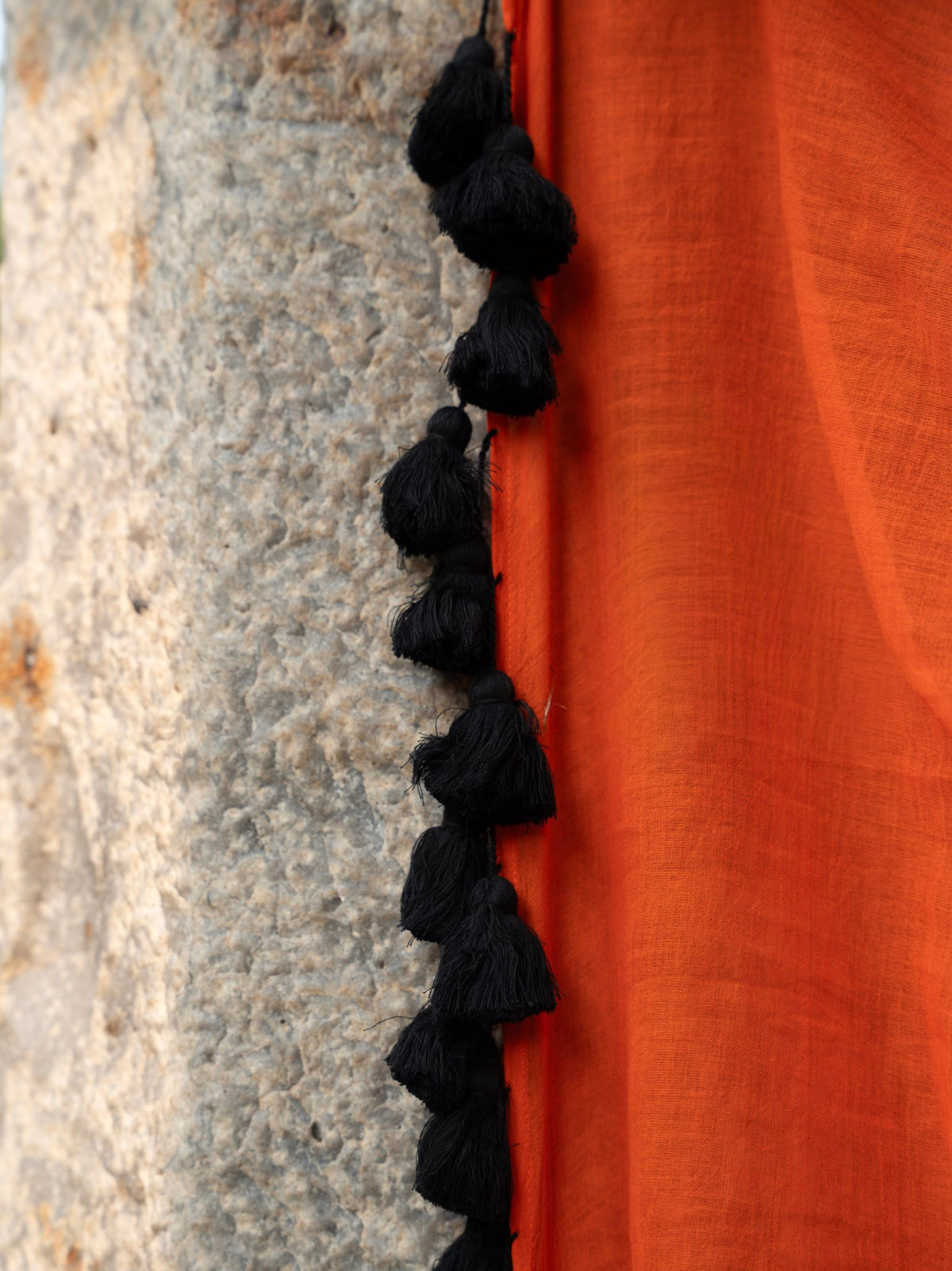 “Saanjh” Orange Mul Cotton Saree