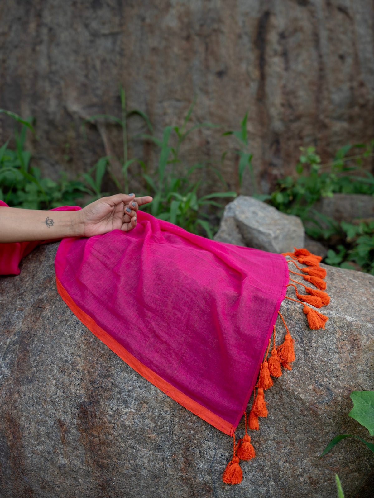 “Raani” Hot Pink Mul Cotton Saree