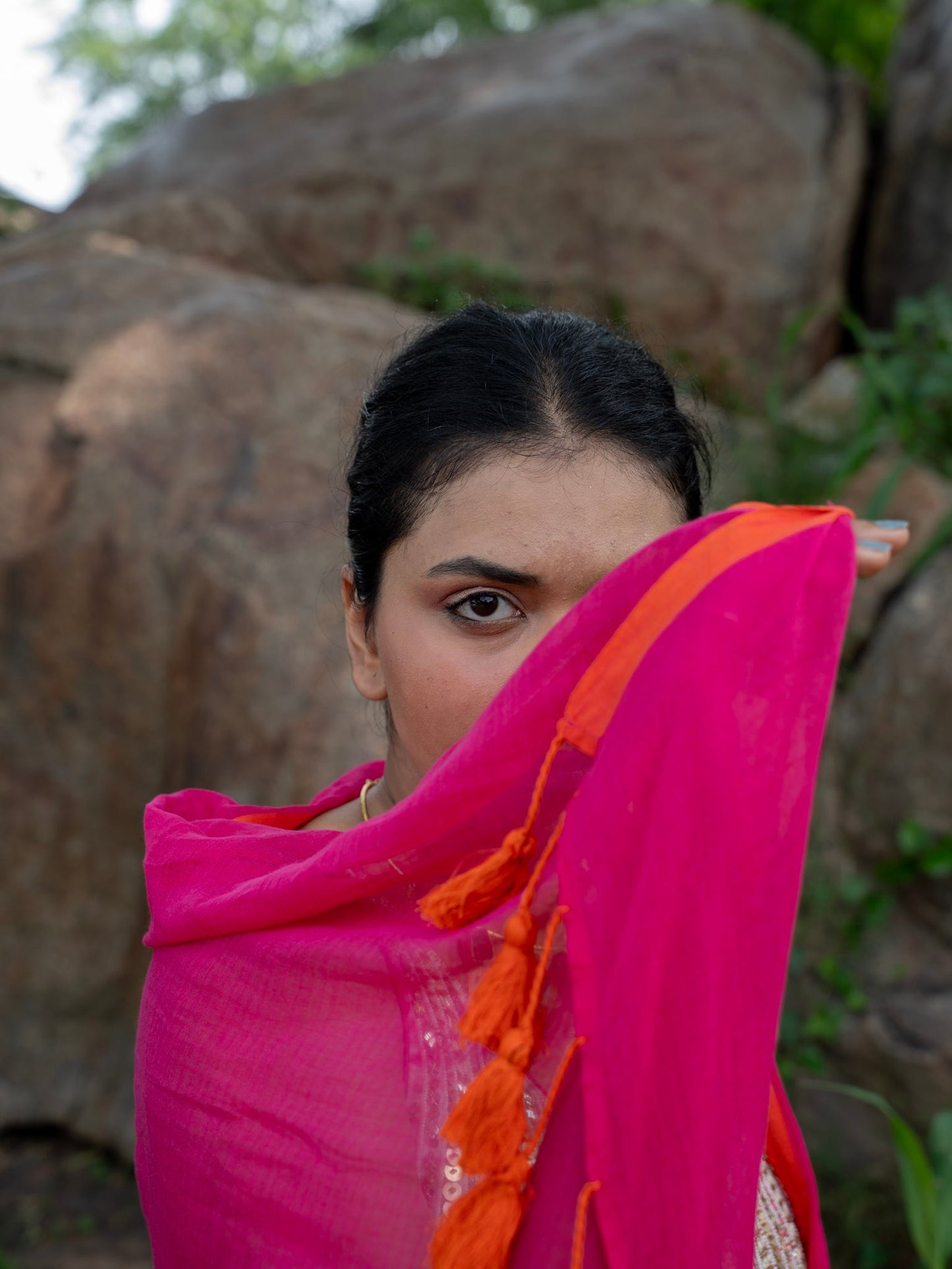 “Raani” Hot Pink Mul Cotton Saree