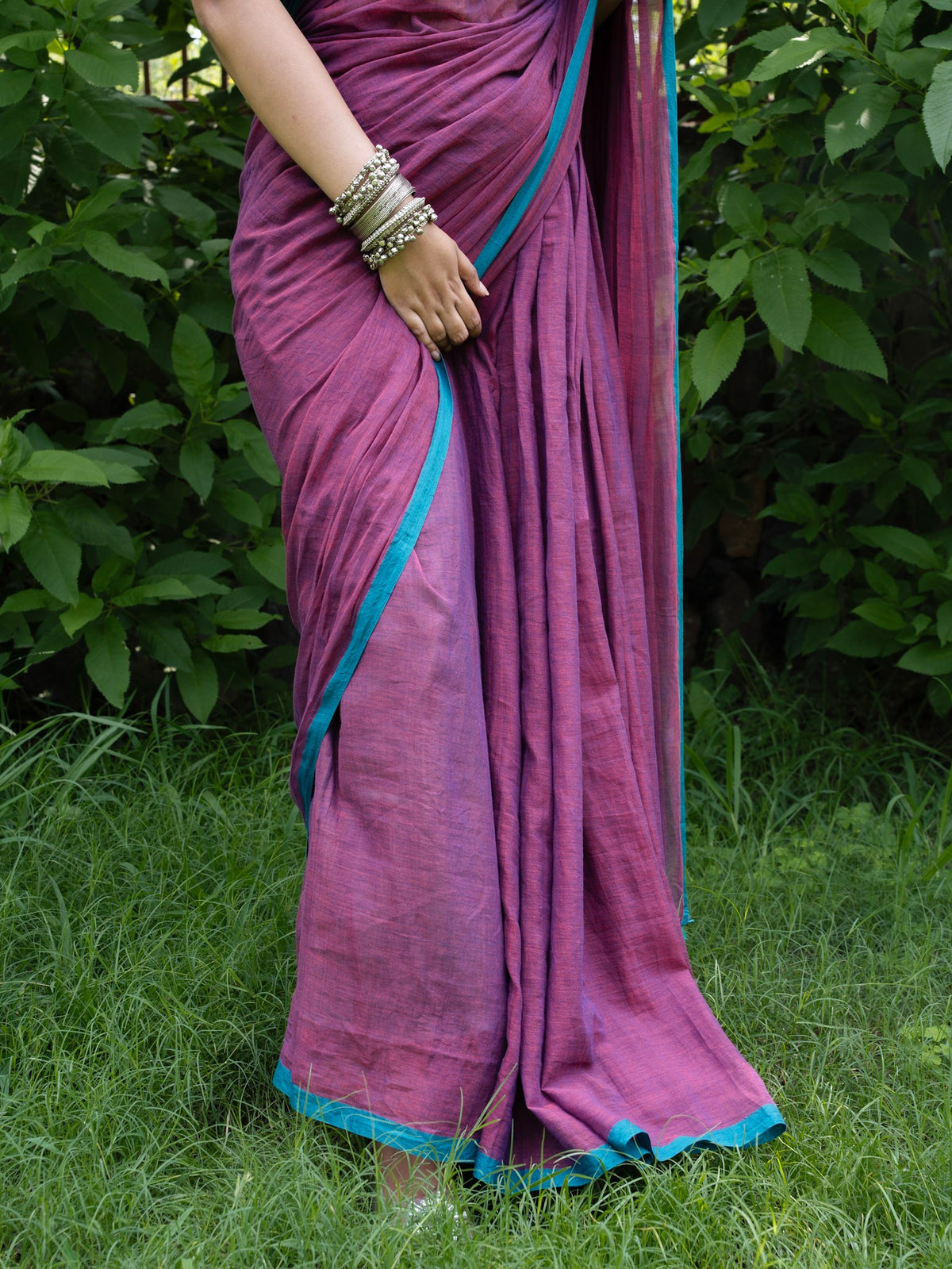 “Kali” Dual-Toned Purple & Blue Mul Cotton Saree