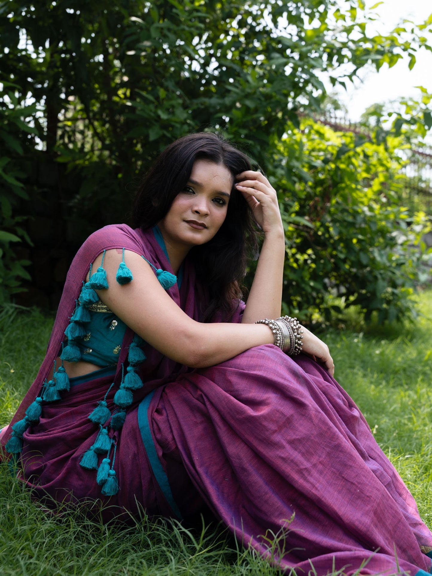 “Kali” Dual-Toned Purple & Blue Mul Cotton Saree