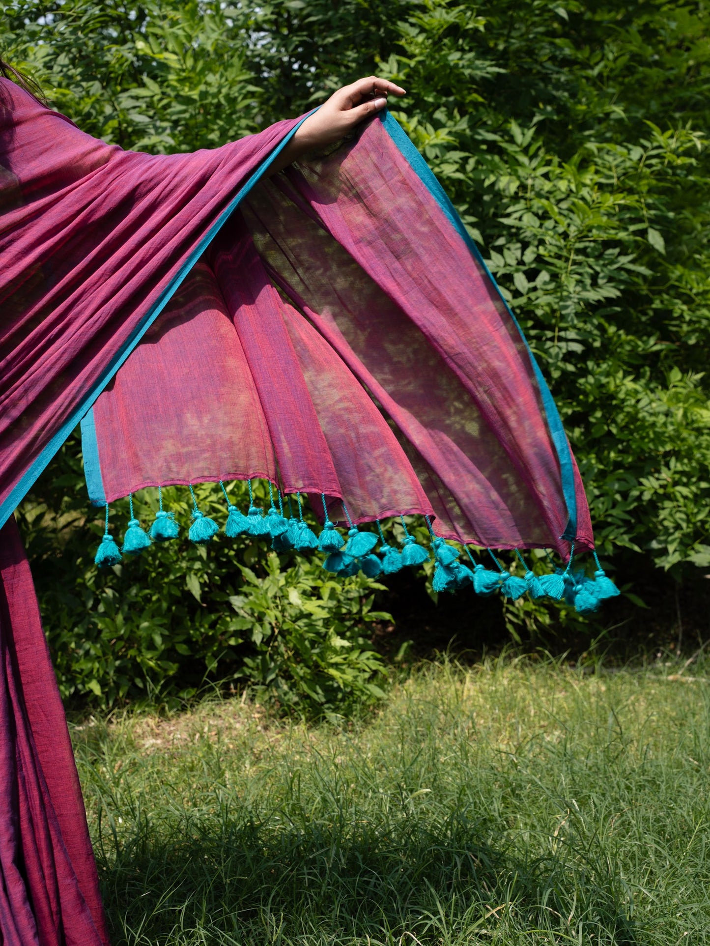 “Kali” Dual-Toned Purple & Blue Mul Cotton Saree