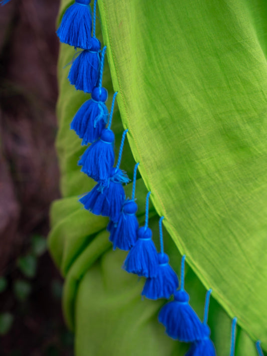 “Kairi” Bright Green Mul Cotton Saree