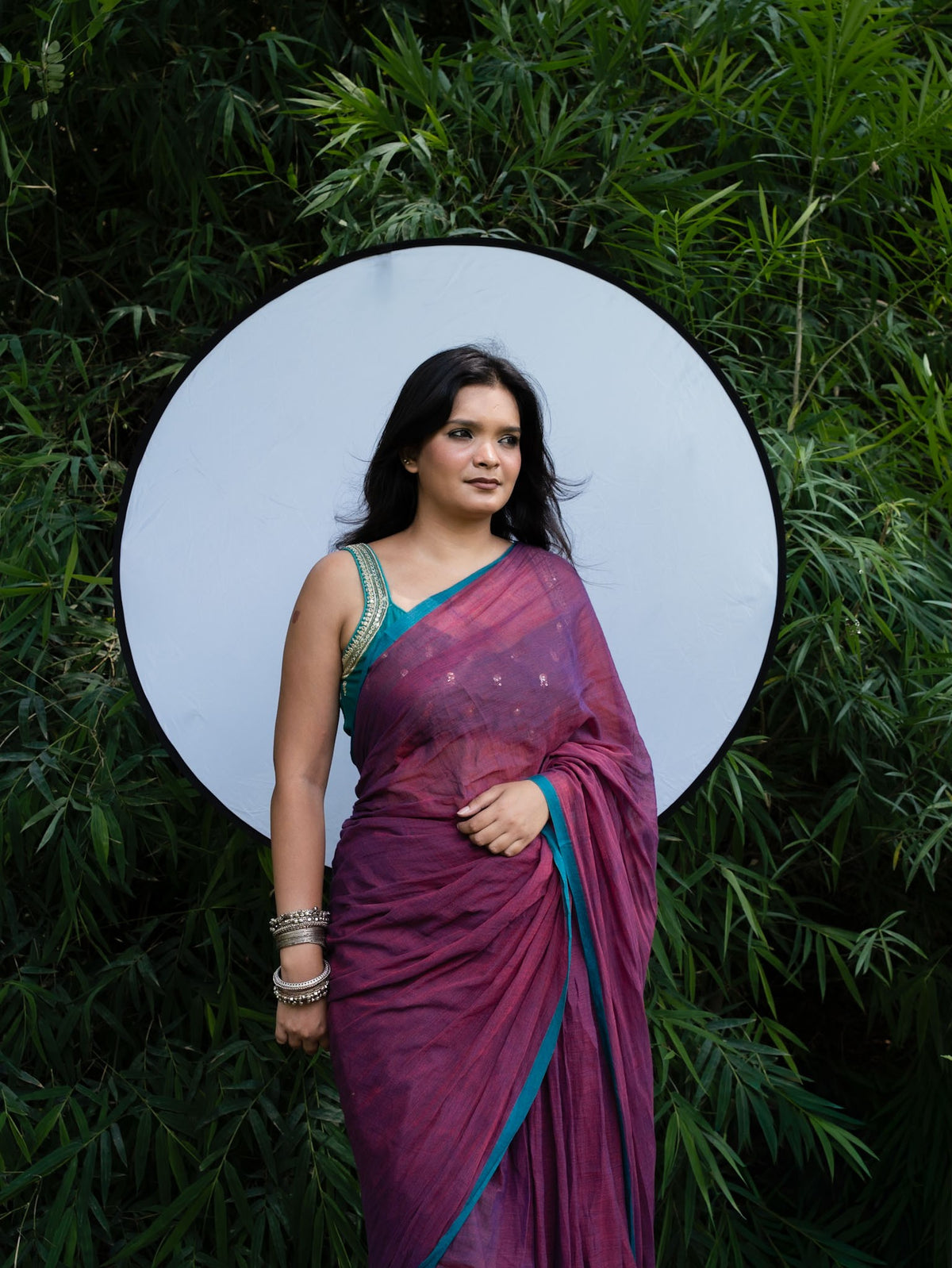 “Kali” Dual-Toned Purple & Blue Mul Cotton Saree
