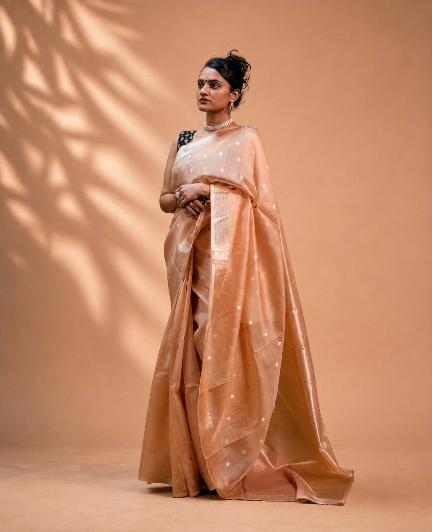 “Kashvi” Faun Gold Kora Organza Banarasi Handloom Saree