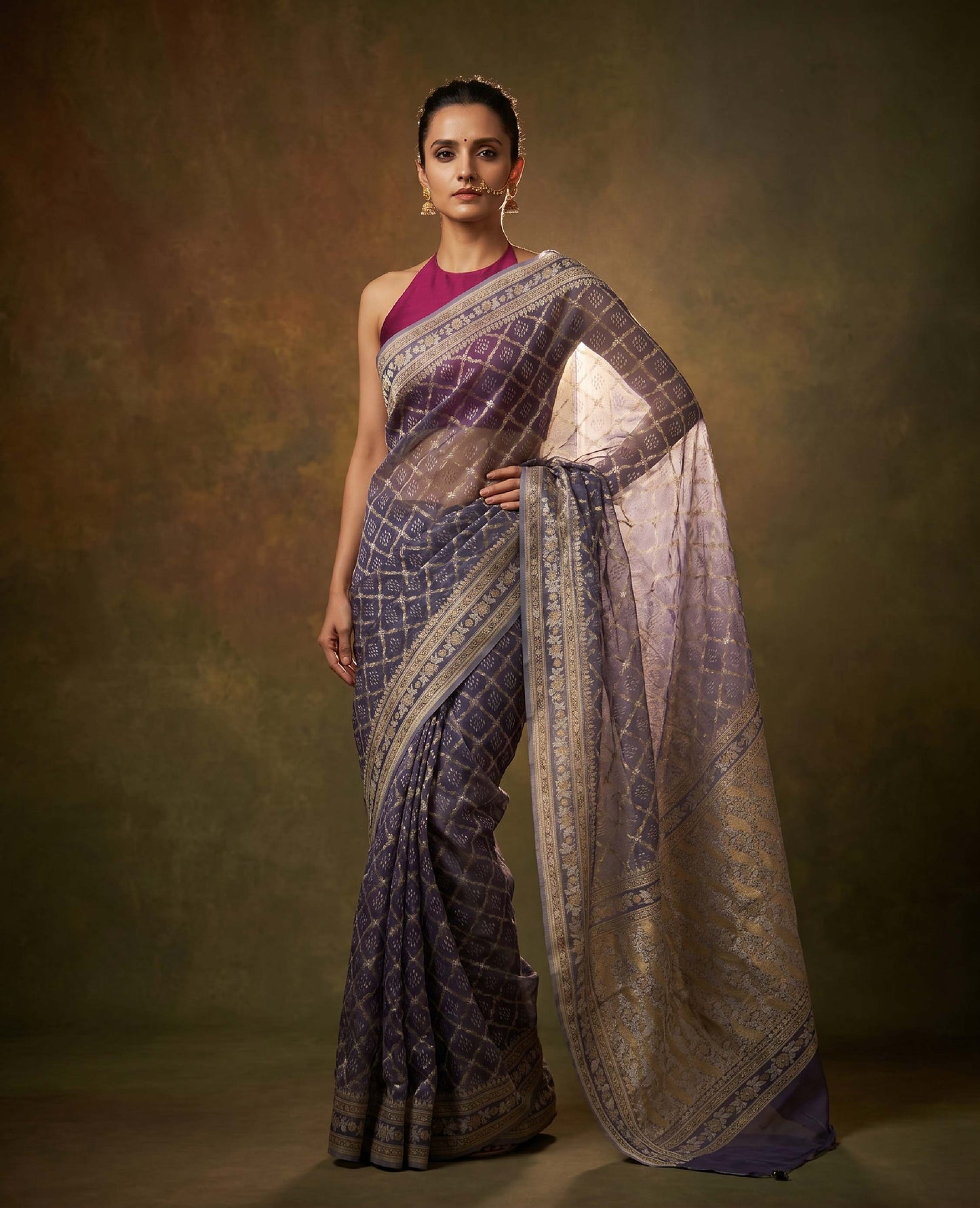 “Reet” Pastel Purple Cotton Banarasi Jamdani Handloom Saree