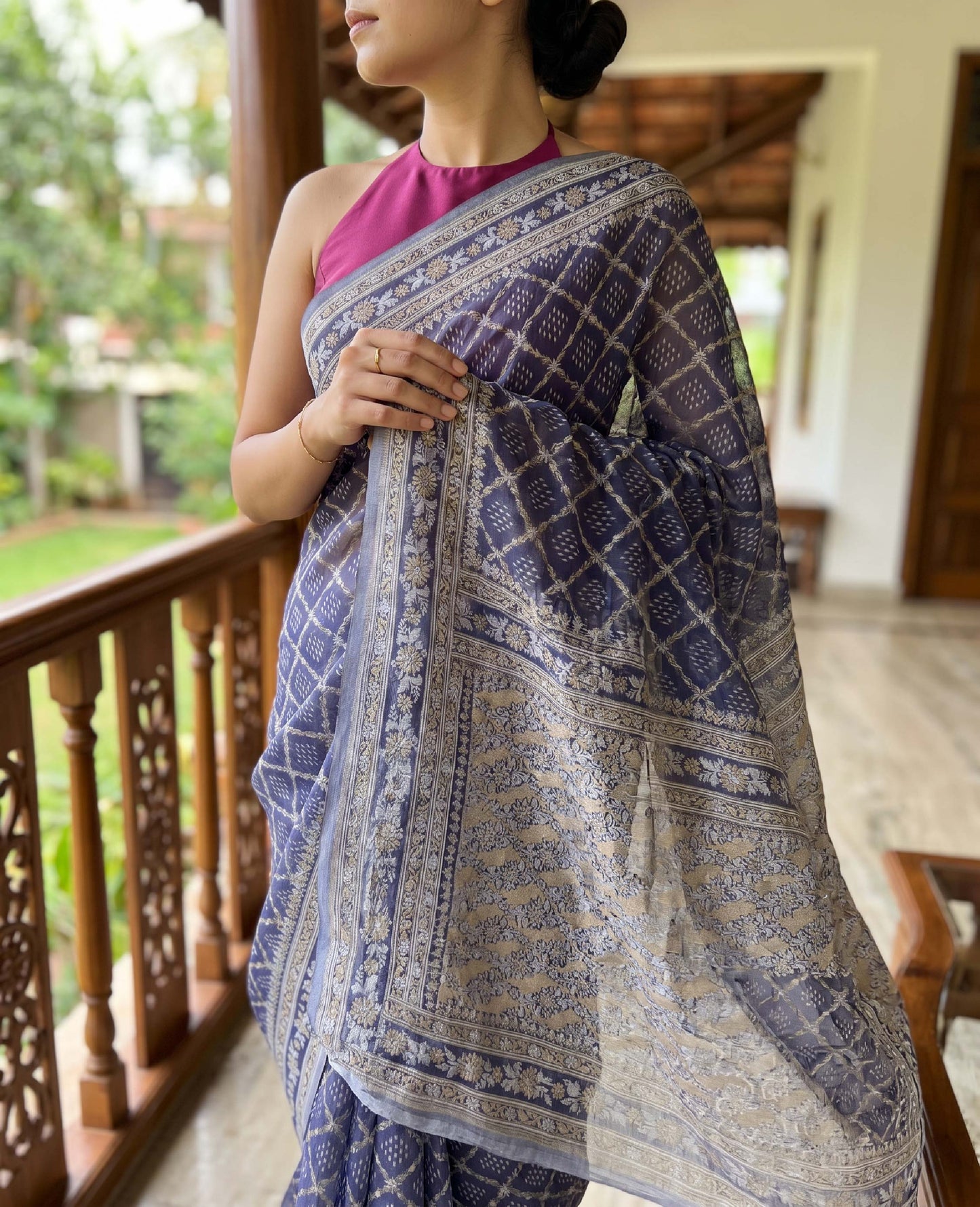 “Reet” Pastel Purple Cotton Banarasi Jamdani Handloom Saree