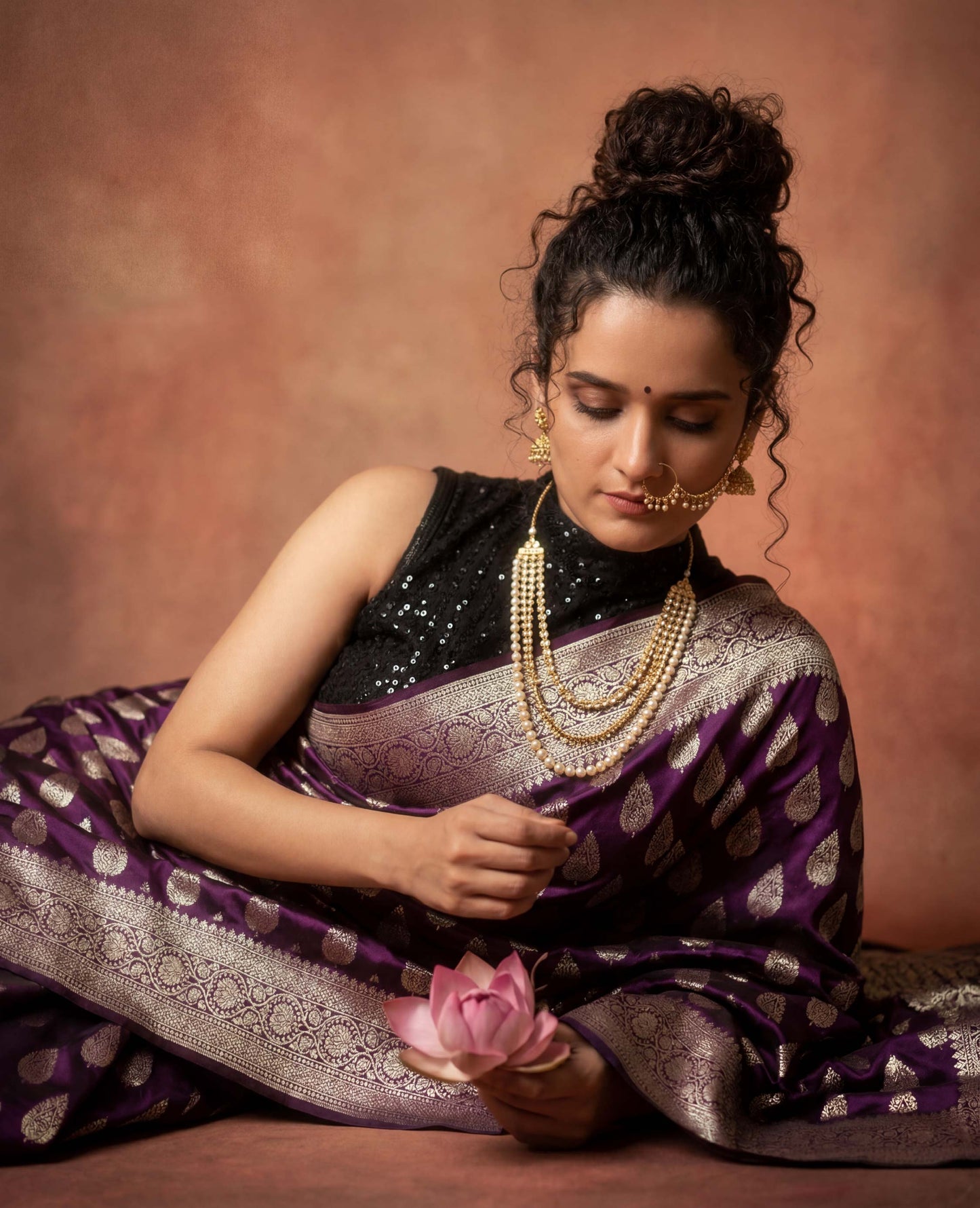 “Dyuti” Purple lightweight Soft Drape Katan Silk Banarasi Handloom Saree