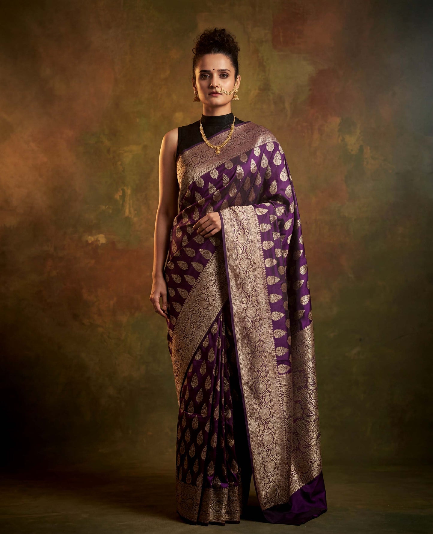 “Dyuti” Purple lightweight Soft Drape Katan Silk Banarasi Handloom Saree