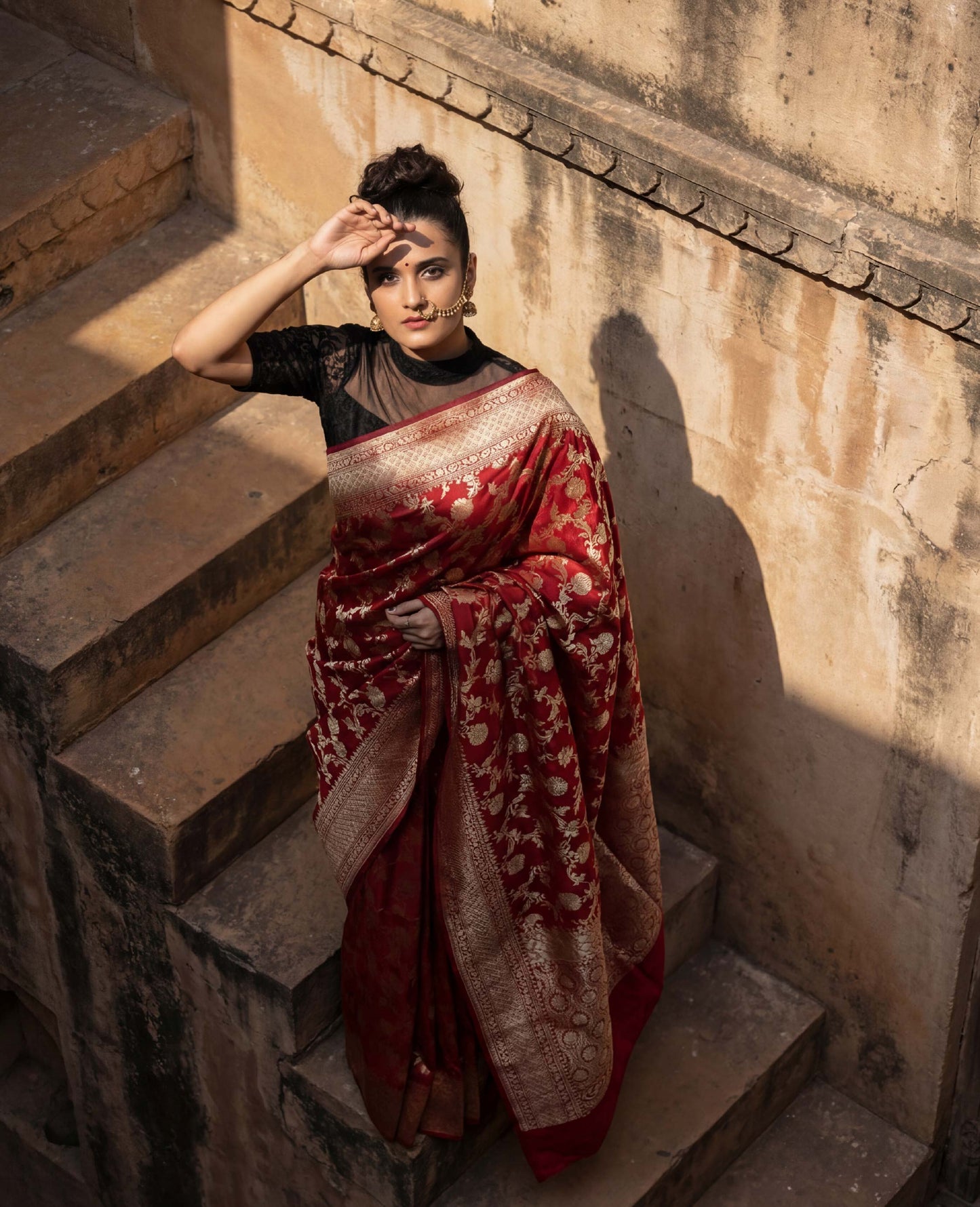 “Kumkum” Red Pure Katan Silk Banarasi Handloom Saree