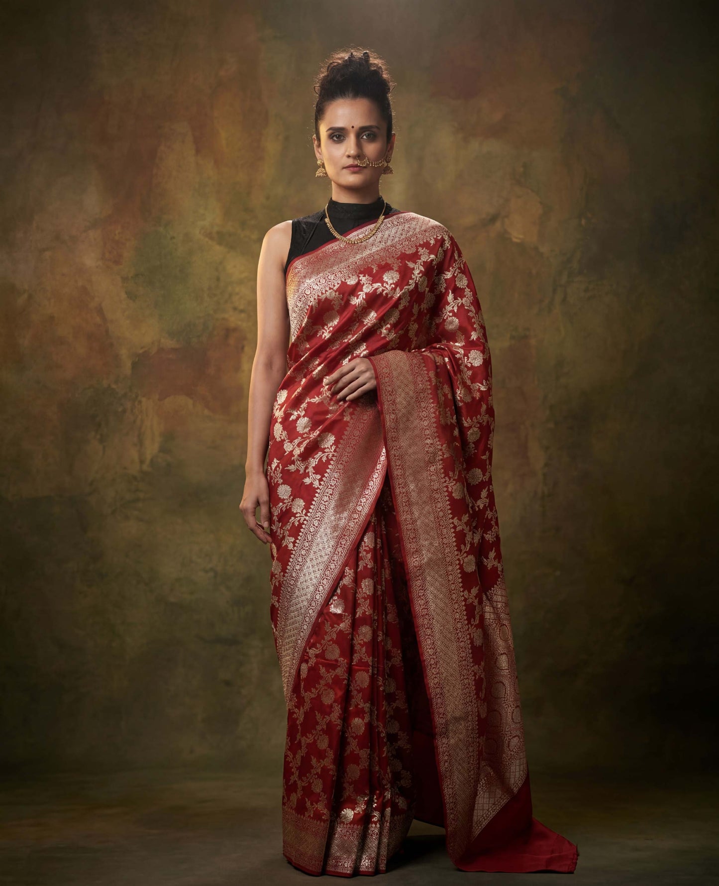 “Kumkum” Red Pure Katan Silk Banarasi Handloom Saree