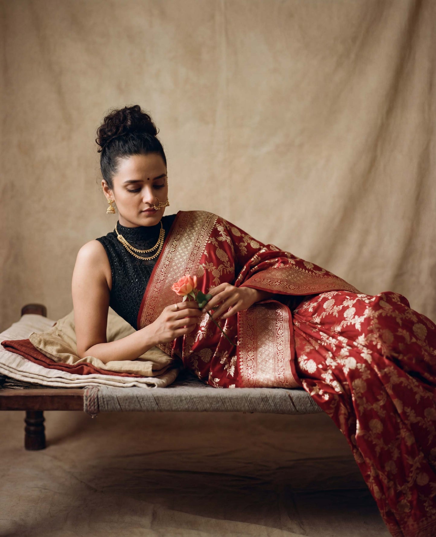 “Kumkum” Red Pure Katan Silk Banarasi Handloom Saree