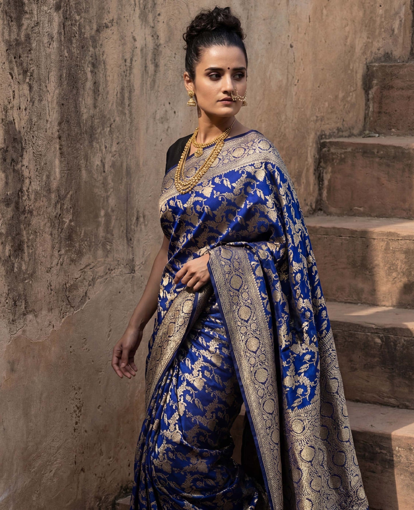 “Neel” Blue Pure Katan Silk Banarasi Handloom Saree