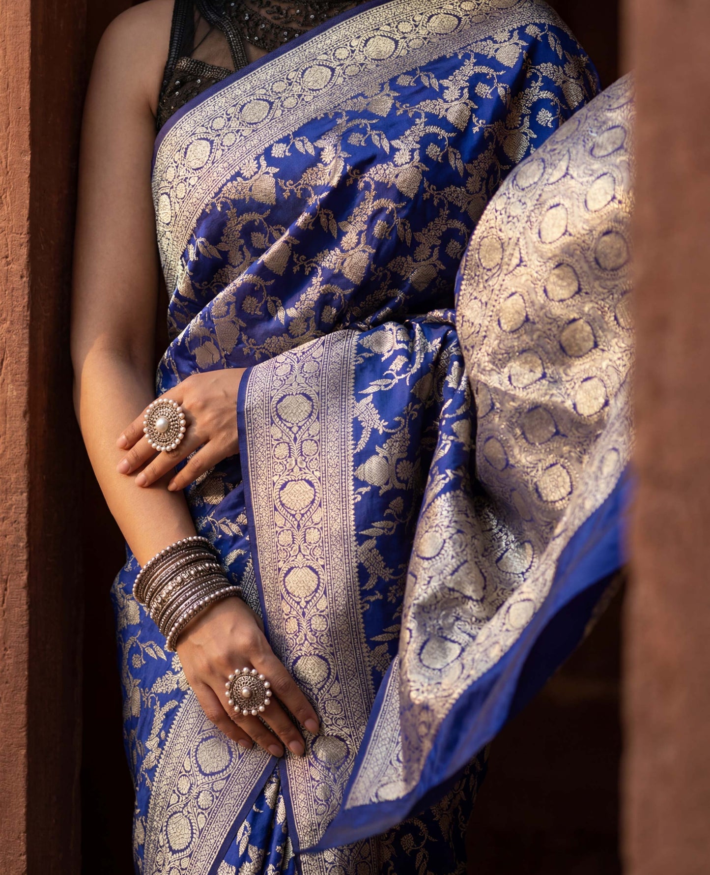 “Neel” Blue Pure Katan Silk Banarasi Handloom Saree