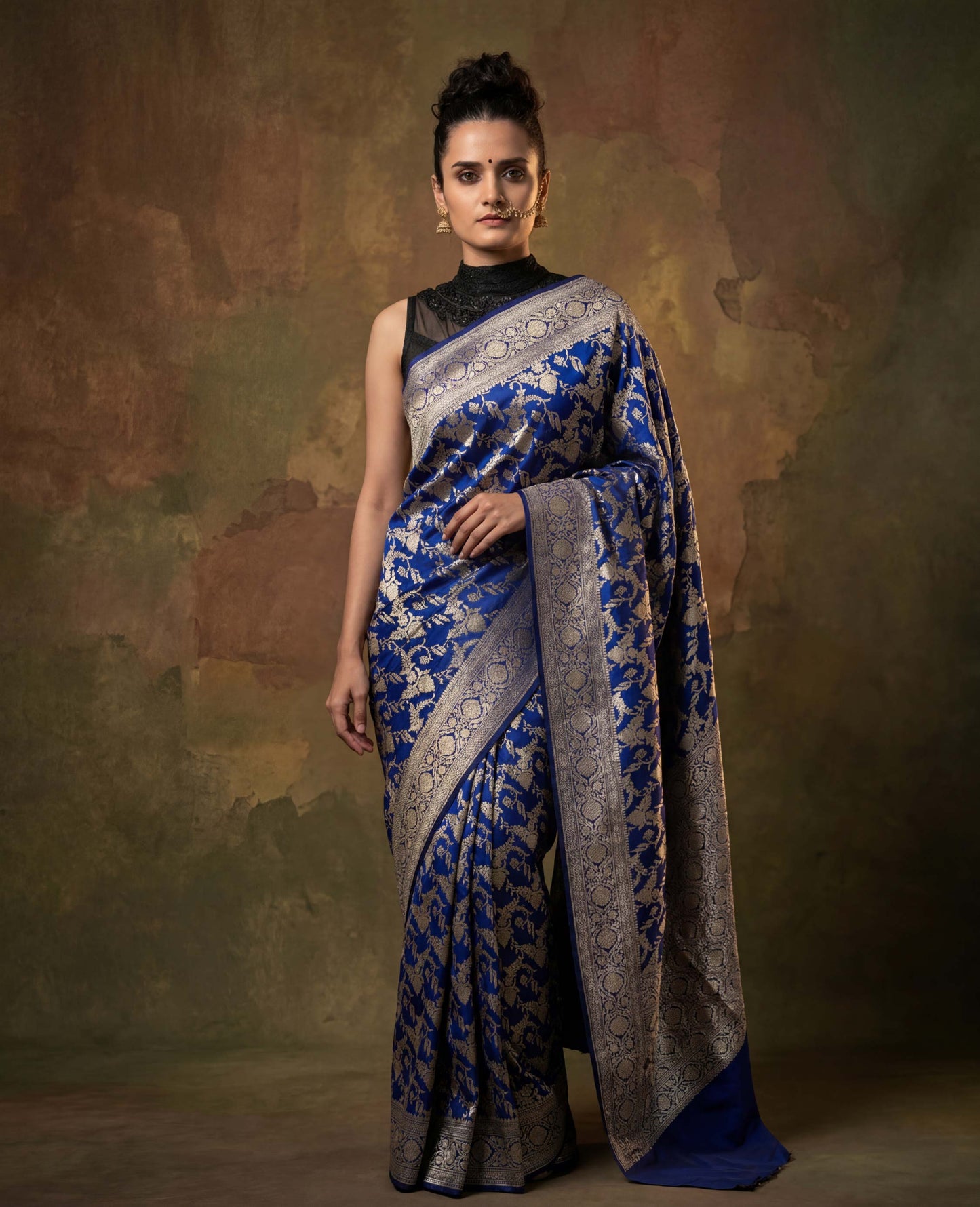 “Neel” Blue Pure Katan Silk Banarasi Handloom Saree
