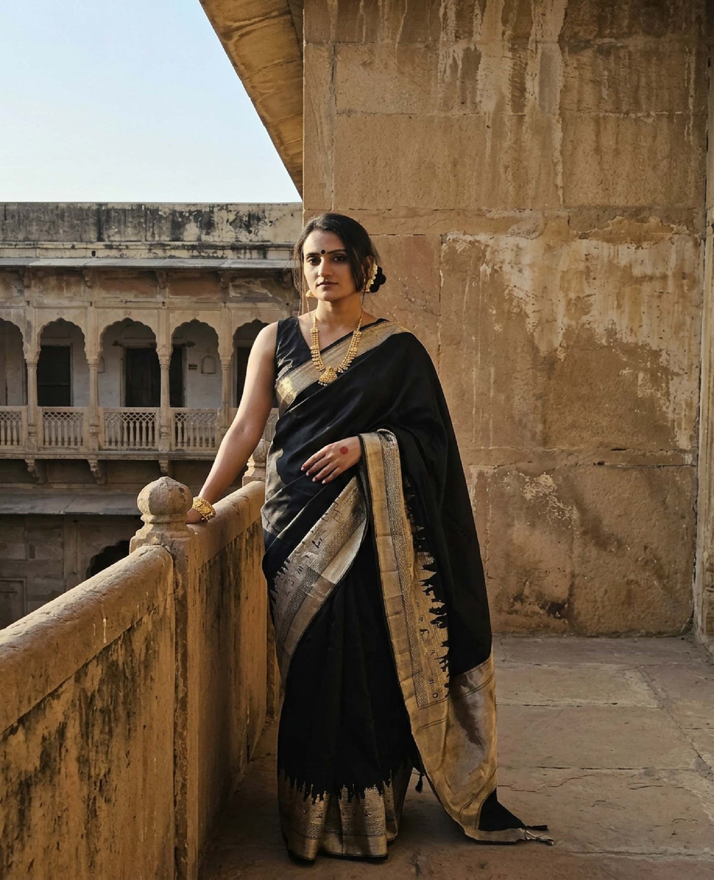 “Nisha” Black Pure Katan Silk Banarasi Handloom Saree