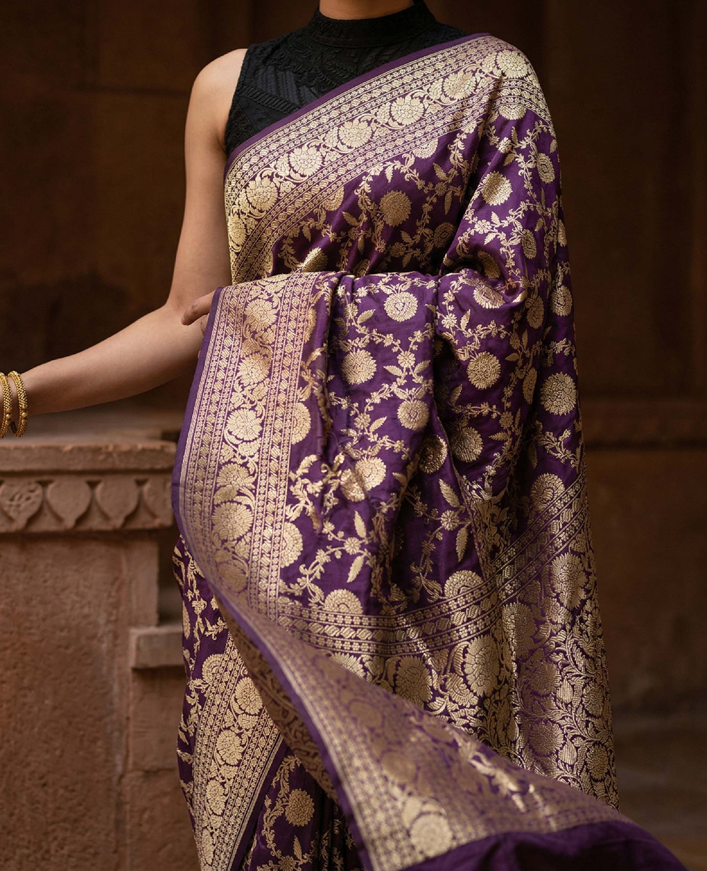“Rivaayat” Purple Pure Katan Silk Banarasi Handloom Saree