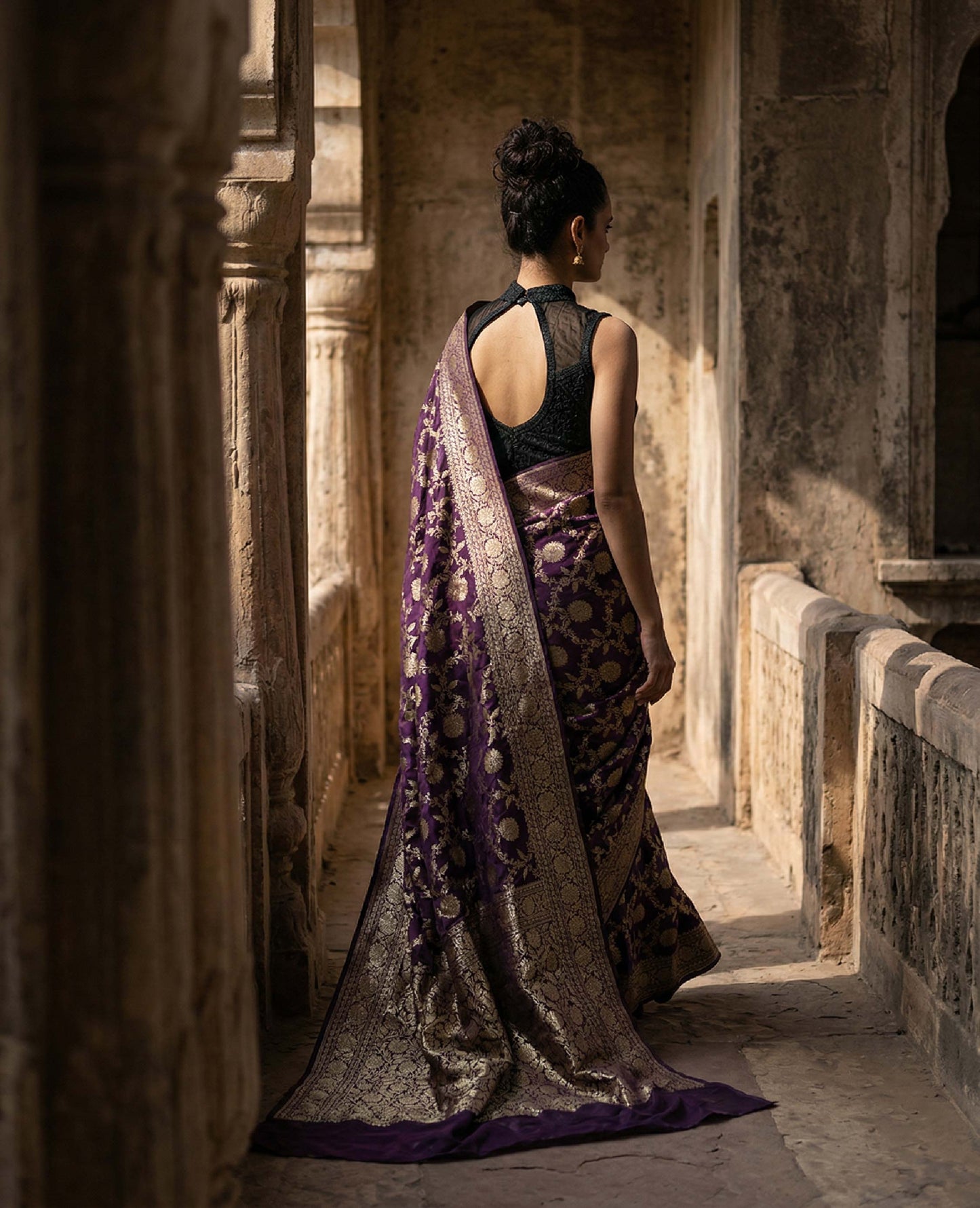 “Rivaayat” Purple Pure Katan Silk Banarasi Handloom Saree