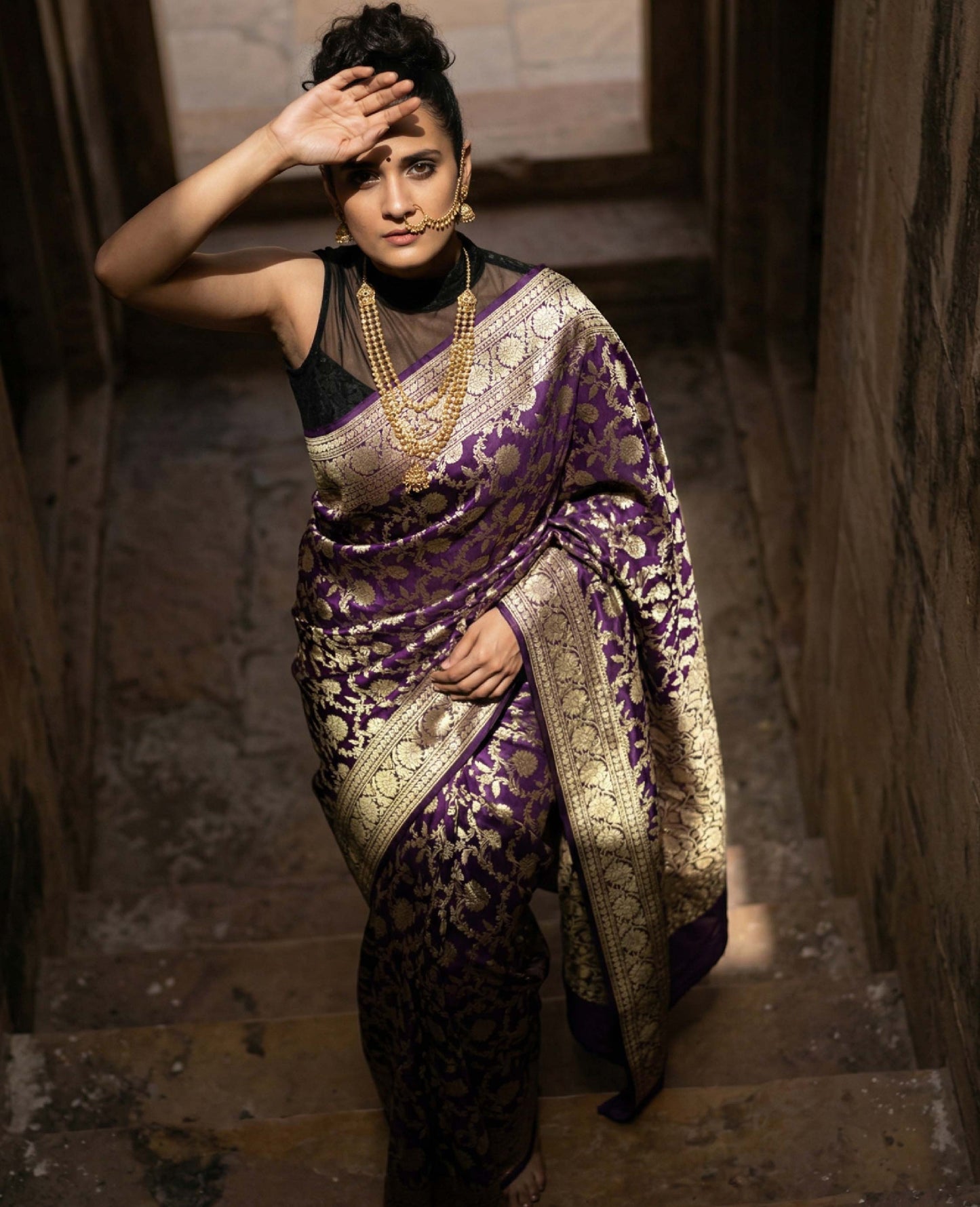 “Rivaayat” Purple Pure Katan Silk Banarasi Handloom Saree