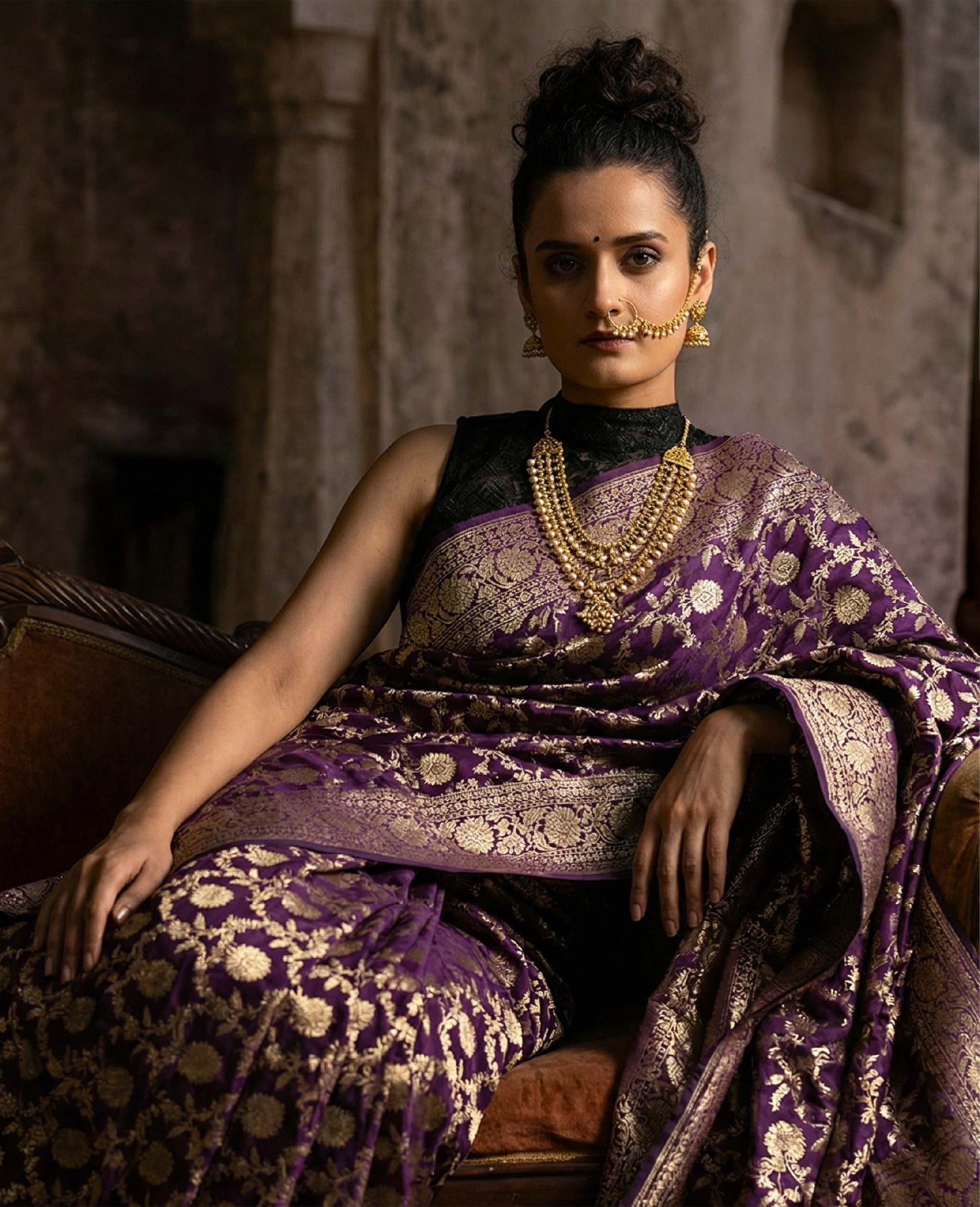“Rivaayat” Purple Pure Katan Silk Banarasi Handloom Saree