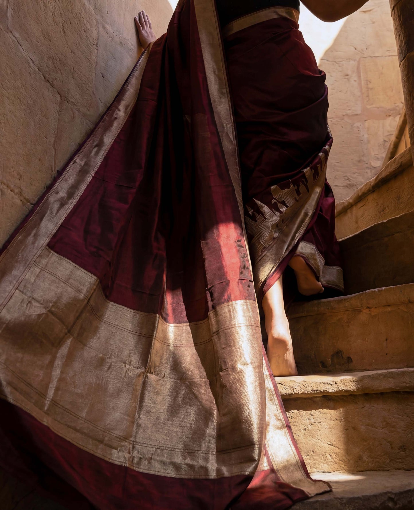 “Roli” Maroon Pure Katan Silk Banarasi Handloom Saree
