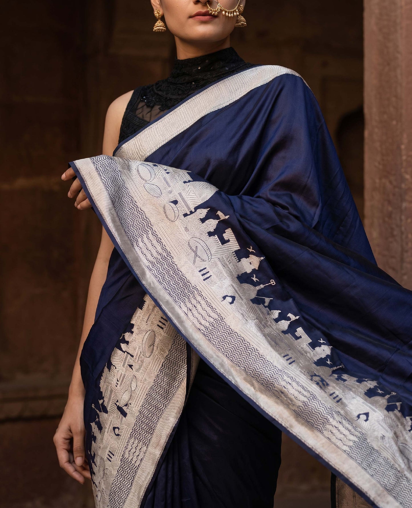 “Tat” Blue Pure Katan Silk Banarasi Handloom Saree