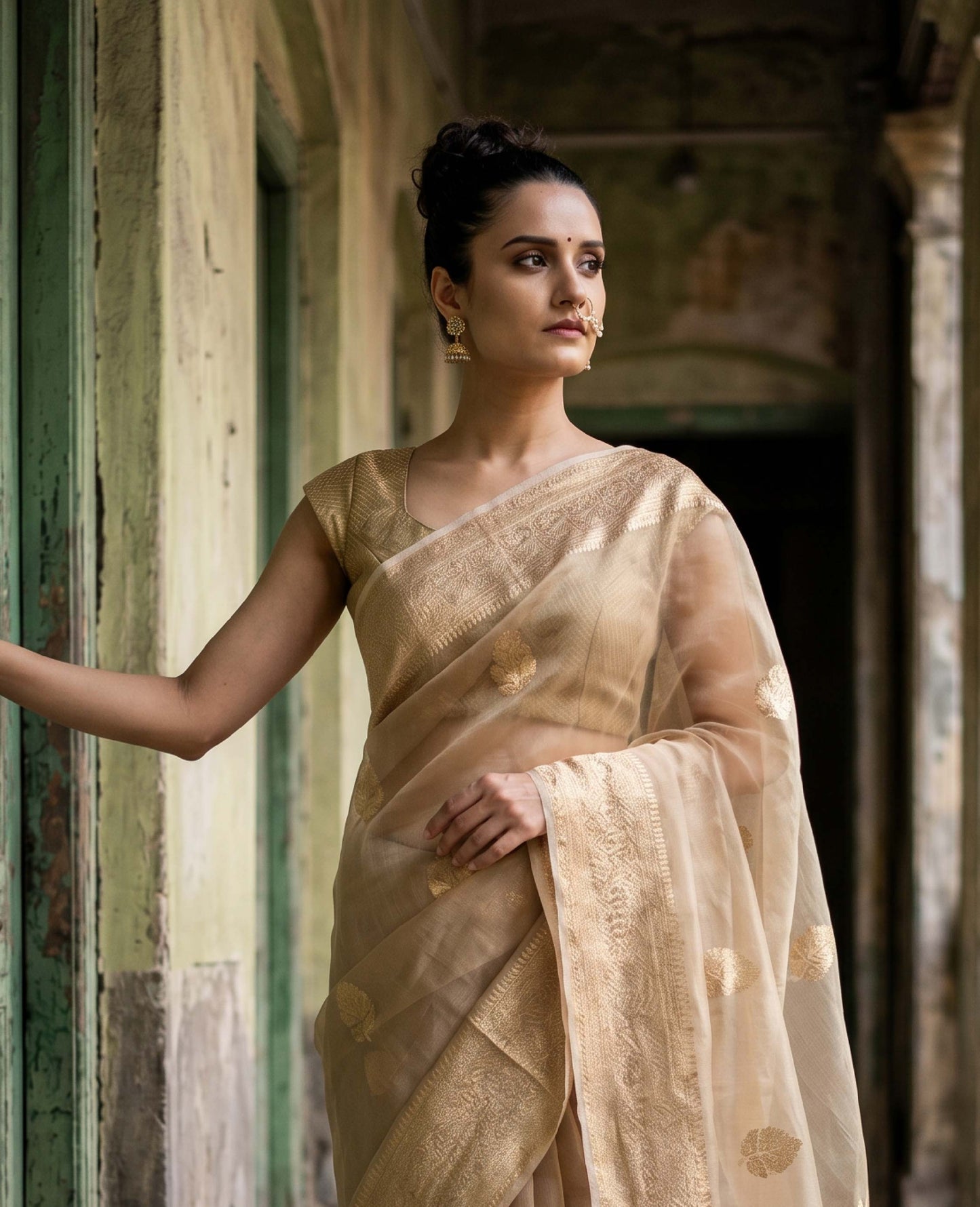 “Mehr” Gold Pure Tissue Banarasi Handloom Saree